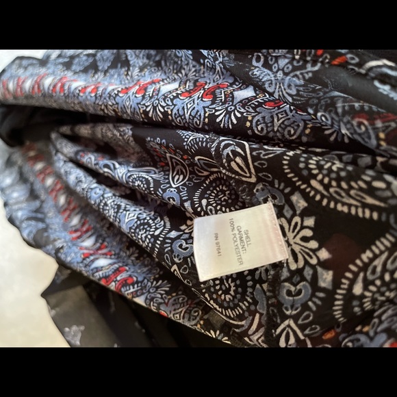 J Jill Black Scarf Patterned Print Dress with Black Slip. Size Medium Petite. - Picture 7 of 10